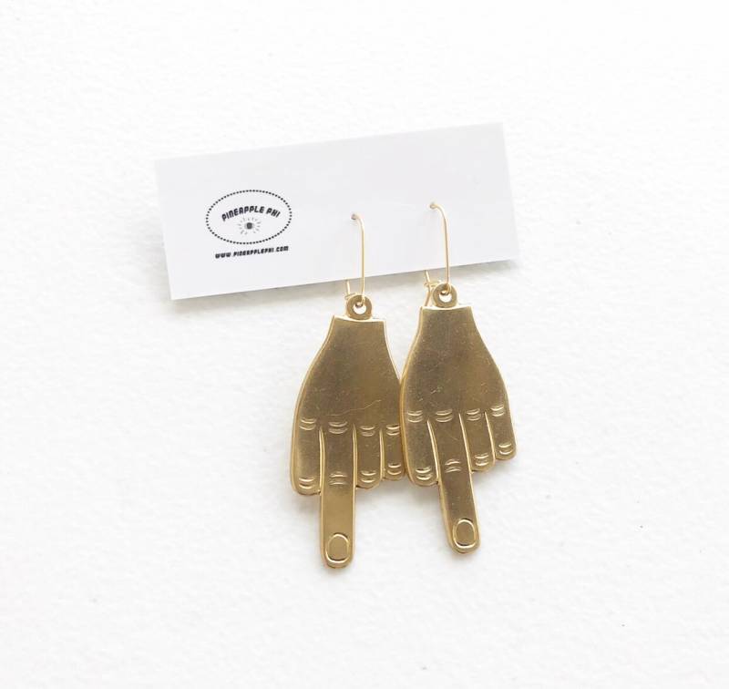 Kantige Gold Mittelfinger Ohrringe - Statement F U Schmuck Für Mutigen Selbstausdruck von PineapplePhi