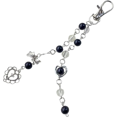 Keychains Y2K 6,1 Zoll Länge Schlüsselanhänger für Frauen mit süßem Bogenknoten, Liebe, Kreuz & Obsidian Clear Perlen Grunge Keychain für Schlüsselbeutel Frauen Girl Geschenke, Grunge Keychain Keychains Y2K 6,1 Zoll Länge Schlüsselanhänger für Frauen mit süßem Bogenknoten, Liebe, Kreuz & Obsidian Clear Perlen Grunge Keychain für Schlüsselbeutel Frauen Girl Geschenke, Grunge Keychain von Pineeseatile