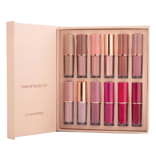 Matte Flüssigkeit Lippenstift-Set wasserdicht lang anhaltende Nicht-Stick-Tasse Lippenstift-Make-up-Set 12PCS Lip Gloss Matte Flüssigkeit Lippenstift-Set wasserdicht lang anhaltende Nicht-Stick-Tasse Lippenstift-Make-up-Set 12PCS Lip Gloss von Pineeseatile