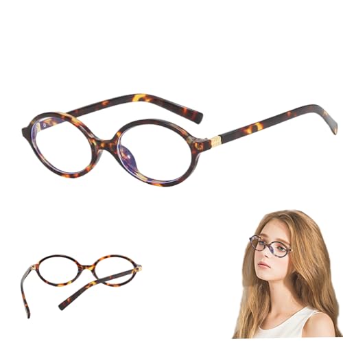 Pineeseatile Ovale Gläser Leopardenmuster Modebrillen UV400 Anti-Blend-Trendsgläser für Frauen HD Shatter-Sof-PC-Augengläser mit AC-Objektiv für tägliche Verschleiß, Fotos, Modegläser von Pineeseatile