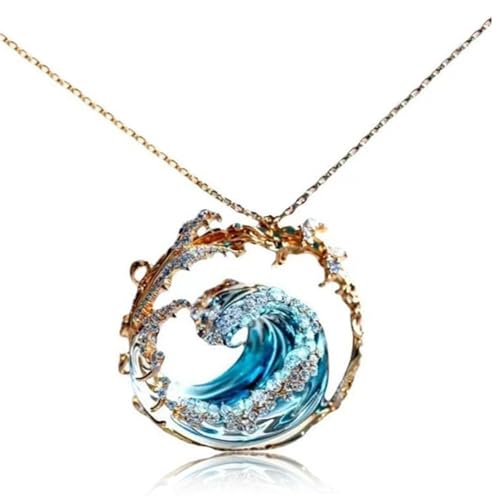 Pineeseatile Wave Halskette Verstellbares Ozeanschmuck Ozean Halskette Elegant Blue Wave Beach Inspirierende Anhänger Geschenke für Frauen Pineeseatile Wave Halskette Verstellbares Ozeanschmuck Ozean Halskette Elegant Blue Wave Beach Inspirierende Anhänger Geschenke für Frauen von Pineeseatile