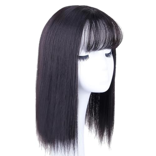 Toppers Clip in Crown Toppers Haar für Frauen Toupee Teil Wiglets Haarstücke für mildes Haarausfall Volumenabdeckung graues Haar (schwarz, 25 cm) Gefälschte Haare von Pineeseatile