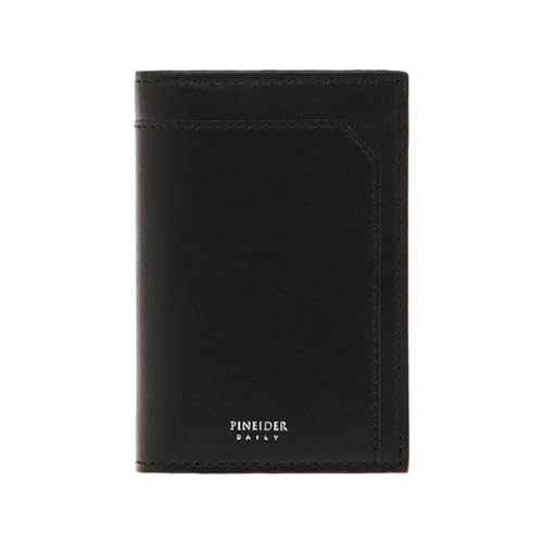 Pineider Daily Geldbörse aus Kalbsleder, Schwarz, vertikal, mit Reißverschluss, Innenfutter 100% Baumwolle, Größe 11x9x1,5cm PTS714056, Schwarz von Pineider