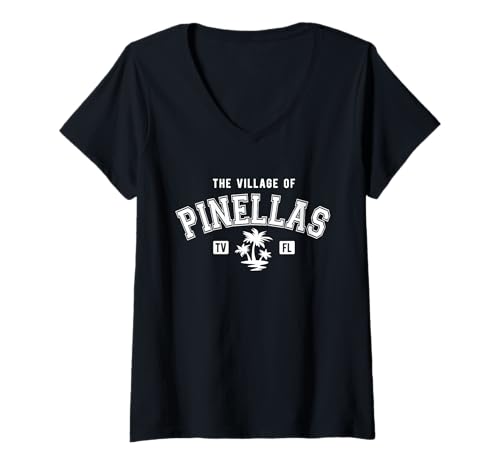 Damen The Village of Pinellas Palmen-Design im klassischen Stil T-Shirt mit V-Ausschnitt Damen The Village of Pinellas Palmen-Design im klassischen Stil T-Shirt mit V-Ausschnitt von Pinellas TV FL USA Designs and Souvenirs