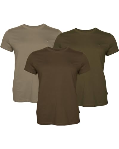 Pinewood 3447 3-Pack Damen T-Shirt Green/H.Brown/Khaki (720) L von Pinewood