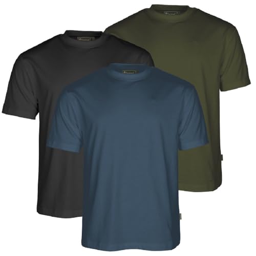 Pinewood 5447 3-Pack T-Shirt A.Blue/Mossgreen/Black (383) XXL von Pinewood