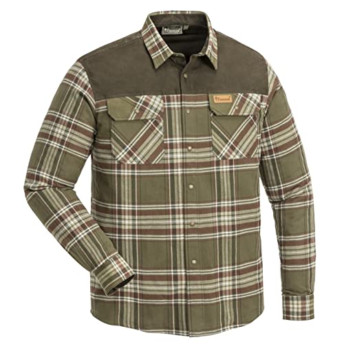 Pinewood Herren Douglas Hemd Hemd Oliv/Grau/Braun 3XL von Pinewood