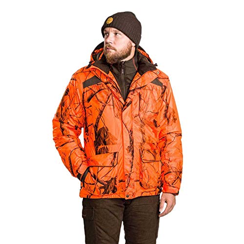 Pinewood Herren Abisko Camou 2.0 Jagd Jacke - Hunting Jagdjacke Orange mit innovativer Ultra-Body-Heat Technologie für extra Wärme - wind- und wasserdicht - verstellbare Passform von Pinewood