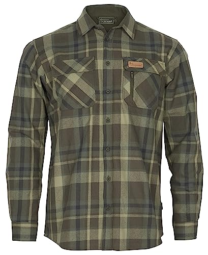 Pinewood Lappland Rough Flanellhemd für Herren. Zum Wandern, Trekking, Jagd, Hundesport und vielen Outdoor-Aktivitäten (GRÜN/BRAUN, XL) von Pinewood