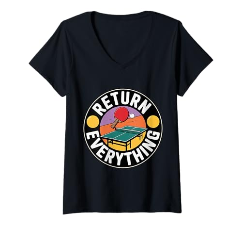 Damen Return Everything Tischtennis Reflex Ping -Pong - T-Shirt mit V-Ausschnitt von Ping -Pong -Comeback -Präzision