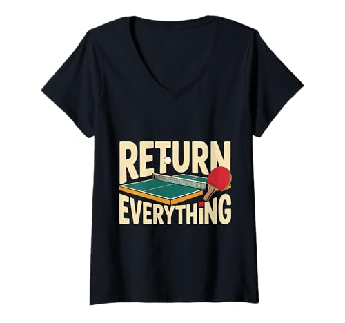 Damen Return Everything Tischtennis Reflex Ping -Pong ||- T-Shirt mit V-Ausschnitt Damen Return Everything Tischtennis Reflex Ping -Pong ||- T-Shirt mit V-Ausschnitt von Ping -Pong -Comeback -Präzision