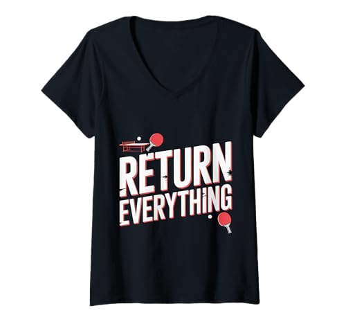 Damen Return Everything Tischtennis Reflex Ping -Pong ||- T-Shirt mit V-Ausschnitt Damen Return Everything Tischtennis Reflex Ping -Pong ||- T-Shirt mit V-Ausschnitt von Ping -Pong -Comeback -Präzision