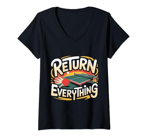 Damen Return Everything Tischtennis Reflex Ping -Pong ||- T-Shirt mit V-Ausschnitt Damen Return Everything Tischtennis Reflex Ping -Pong ||- T-Shirt mit V-Ausschnitt von Ping -Pong -Comeback -Präzision