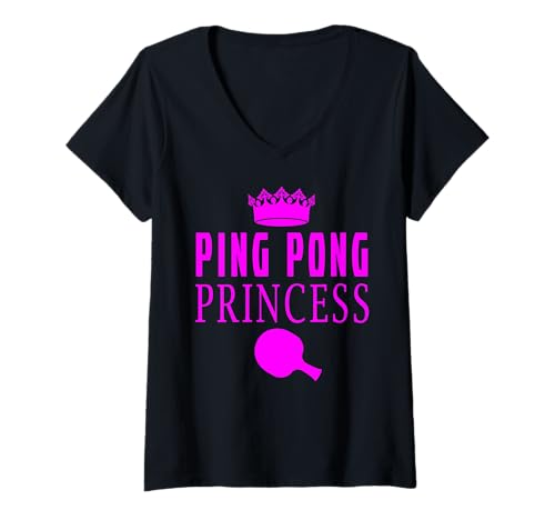 Damen Ping Pong Princess Tischtennis Lustig T-Shirt mit V-Ausschnitt von Ping Pong Tisch Tennis Spieler Lustig Geschenk