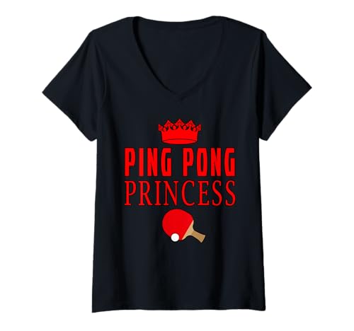 Damen Ping Pong Princess Tischtennis Lustig T-Shirt mit V-Ausschnitt Damen Ping Pong Princess Tischtennis Lustig T-Shirt mit V-Ausschnitt von Ping Pong Tisch Tennis Spieler Lustig Geschenk