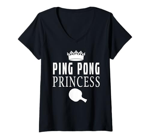 Damen Ping Pong Princess Tischtennis Lustig T-Shirt mit V-Ausschnitt von Ping Pong Tisch Tennis Spieler Lustig Geschenk