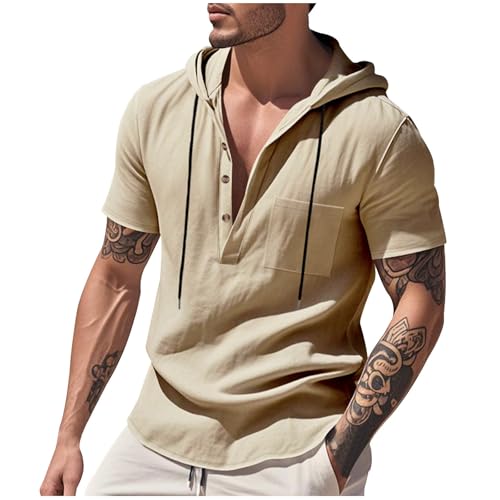 Leinenhemd Herren Hemd Langarm Baumwolle Leinen Sommerhemd Button-Down Freizeithemd Regular Fit Shirts Sale Angebote von PingShun