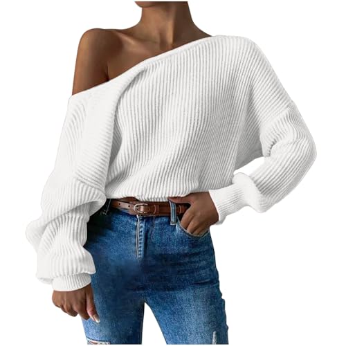 PingShun Angebote des Tages Heute Deal Rippen Strickpullover Damen One Off Shoulder Pullover Einfarbig Strickpulli Wend Pulli Modische Langarmshirt Bauchfreie Damenpullover Cropped PingShun Angebote des Tages Heute Deal Rippen Strickpullover Damen One Off Shoulder Pullover Einfarbig Strickpulli Wend Pulli Modische Langarmshirt Bauchfreie Damenpullover Cropped von PingShun