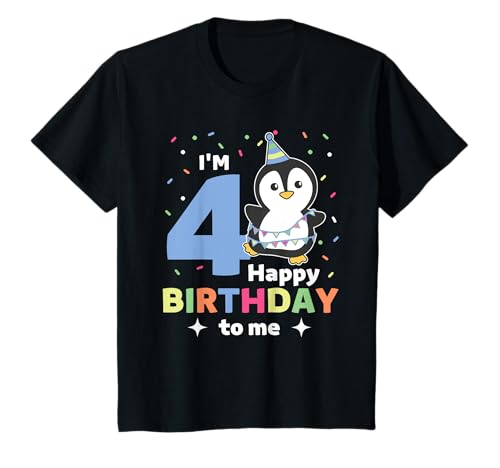 Pinguin zum 4. Geburtstag für Kinder vier Jahre alt Pinguin T-Shirt von Pinguin Geburtstags Geschenk süße Tiere