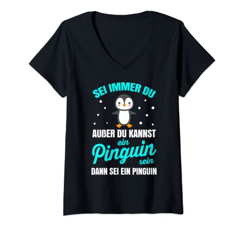 Damen Pinguin Kostüm Nachthemd Penguin T-Shirt mit V-Ausschnitt von Pinguin Nachthemd Sprüche Kinder Geschenk Vogel