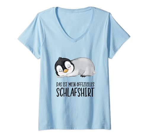 Damen Das Ist Mein Offizielles Schlafshirt - Pinguin T-Shirt mit V-Ausschnitt von Pinguin Schlafshirts für Damen & Mädchen
