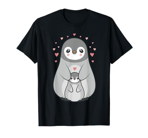 Pinguin Mutter mit Baby und Herzen für Kaiserpinguin Freunde T-Shirt von Pinguine, Tier Geschenke, Nachthemd, Schlafshirt