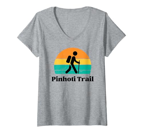 Damen Pinhoti Trail Vintage Retro Wanderer Sonnenuntergang T-Shirt mit V-Ausschnitt Damen Pinhoti Trail Vintage Retro Wanderer Sonnenuntergang T-Shirt mit V-Ausschnitt von Pinhoti Trail Thru Hiking Gear Co.