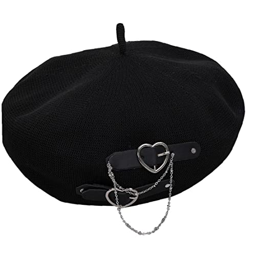 PiniceCore Gothic Barett Schwarze Frauen Lolita Sommer Mädchen Herz Schnalle Mütze Jk Hut von PiniceCore