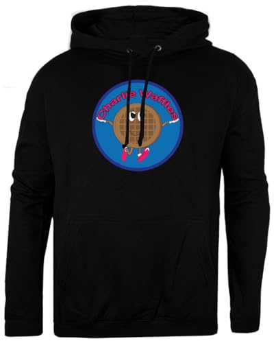Pinitotee Charlie Waffles Schwarzer Unisex-Pullover, Normaler Kapuzenpullover von Pinitotee
