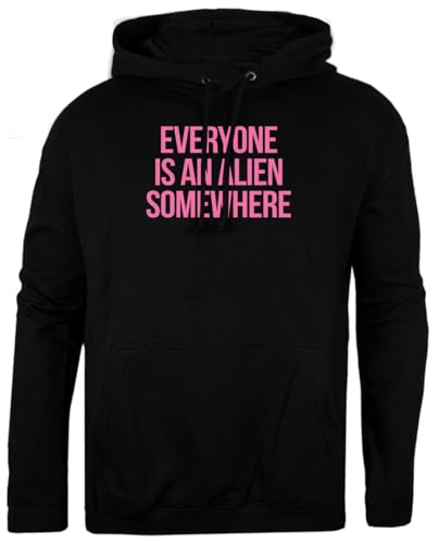 Pinitotee Everyone is An Alien Somewhere Schwarzer Unisex-Pullover, Normaler Kapuzenpullover von Pinitotee