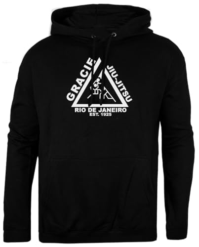 Pinitotee Gracie Jiu Jitsu Schwarzer Unisex-Pullover, Normaler Kapuzenpullover von Pinitotee