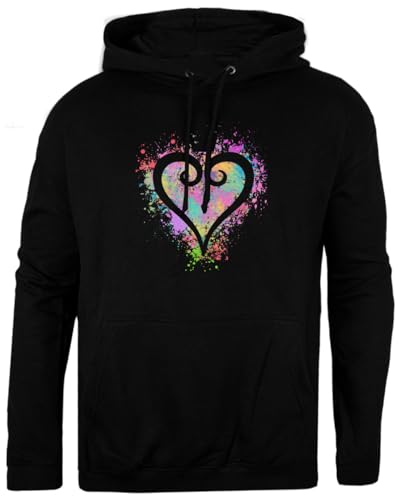 Pinitotee Kingdom Hearts Splatter Schwarzer Unisex-Pullover, Normaler Kapuzenpullover von Pinitotee