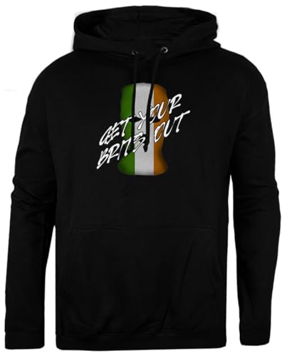 Pinitotee Kneecap Get Your Brits Out Schwarzer Unisex-Pullover, Normaler Kapuzenpullover von Pinitotee