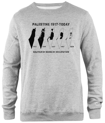 Pinitotee Palestine Map Land Stealing Since Unisex-Pullover Mit Rundhalsausschnitt In Grau von Pinitotee