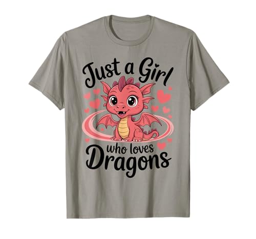 Just a Girl Who Loves Cute Pink Dragons Fantasy Lover T-Shirt von Pink Baby Dragon Fan Girl Look for Fantasy Lovers