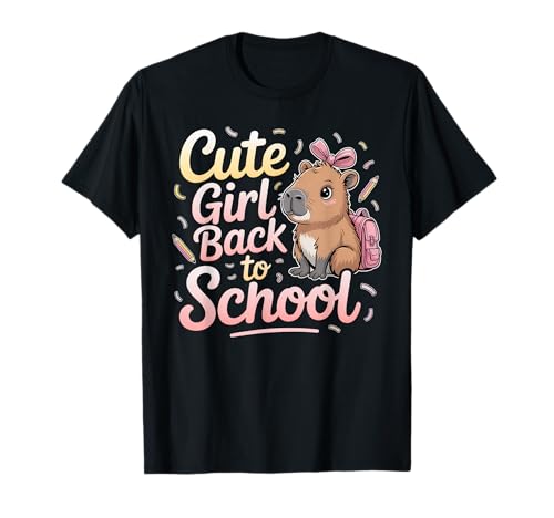 Süßes Mädchen, zurück zur Schule, Capybara, erster Schultag, Kinder T-Shirt Süßes Mädchen, zurück zur Schule, Capybara, erster Schultag, Kinder T-Shirt von Pink Bow Backpack Pencil Animal Student Classroom