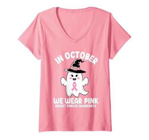 Damen In October We Wear Pink | Breast Cancer T-Shirt mit V-Ausschnitt Damen In October We Wear Pink | Breast Cancer T-Shirt mit V-Ausschnitt von Pink Breast Cancer Awareness Month Gifts