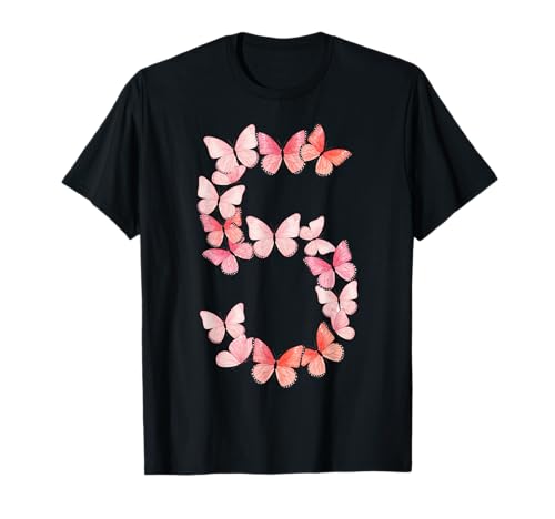 Rosa Schmetterlinge 5. Geburtstag Natur Thema für Mädchen T-Shirt Rosa Schmetterlinge 5. Geburtstag Natur Thema für Mädchen T-Shirt von Pink Butterflies Natur Geburtstag