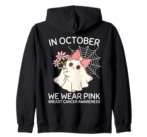Tragen Sie Rosa für Halloween Brustkrebs Survivor Bewusstsein Mama Kapuzenjacke von Pink Cancer Awareness Halloween Spooky Ghost Girls