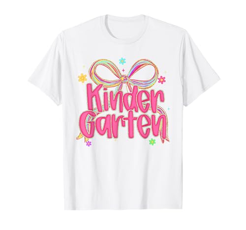 Kindergarten Lehrer Mädchen Rosa Kokette Schleife Back to School T-Shirt von Pink Coquette Bow Back To School Shirt Teacher Kid