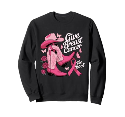Cowgirl Give Breast Cancer The Boot Western Women Ribbon Sweatshirt von Pink Cowboy Boots Floral Breast Cancer Awareness