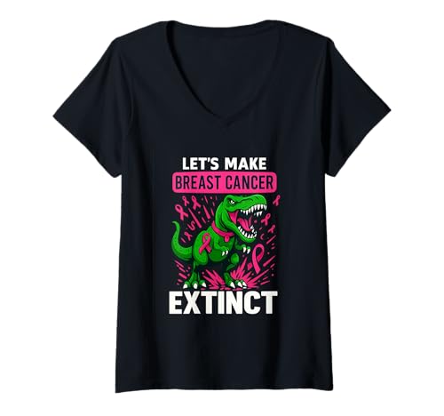 Damen Unterstützen Sie Make Breast Cream Extinct Pink Dinosaur Awareness T-Shirt mit V-Ausschnitt Damen Unterstützen Sie Make Breast Cream Extinct Pink Dinosaur Awareness T-Shirt mit V-Ausschnitt von Pink Dinosaur Cancer Awareness Support Apparel