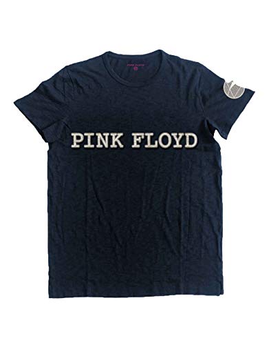 Pink Floyd T Shirt Dark Side of The Moon Applique Logo offiziell Herren Blau L von Pink Floyd