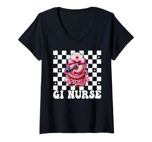 Damen GI Krankenschwester Gastroenterologie Krankenschwester Endoskopie Krankenschwester Mädchen Mama T-Shirt mit V-Ausschnitt Damen GI Krankenschwester Gastroenterologie Krankenschwester Endoskopie Krankenschwester Mädchen Mama T-Shirt mit V-Ausschnitt von Pink GI Nurse Endoscopy Colonoscopy Coquette Gifts