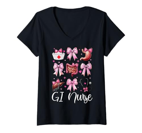 Damen GI Krankenschwester Gastroenterologie Krankenschwester Endoskopie Krankenschwester Mädchen Mama T-Shirt mit V-Ausschnitt Damen GI Krankenschwester Gastroenterologie Krankenschwester Endoskopie Krankenschwester Mädchen Mama T-Shirt mit V-Ausschnitt von Pink GI Nurse Endoscopy Colonoscopy Coquette Gifts