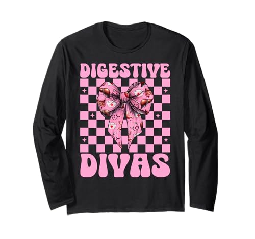 Digestive Divas Gastroenterologie Krankenschwester Endoskopie Krankenschwester Mädchen Langarmshirt von Pink GI Nurse Endoscopy Colonoscopy Coquette Gifts