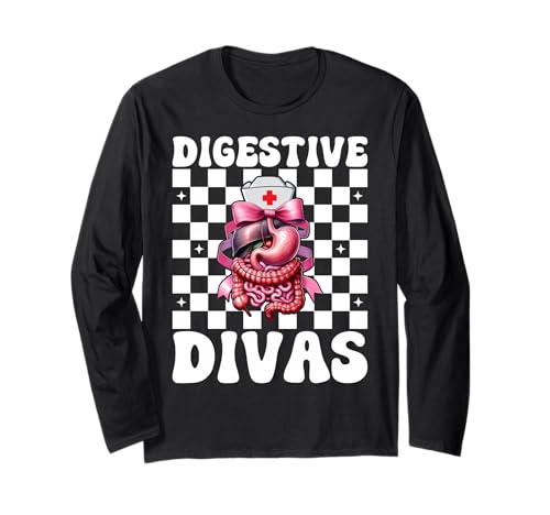 Digestive Divas Gastroenterologie Krankenschwester Endoskopie Krankenschwester Mädchen Langarmshirt von Pink GI Nurse Endoscopy Colonoscopy Coquette Gifts
