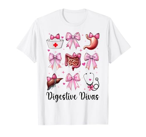 Digestive Divas Gastroenterologie Krankenschwester Endoskopie Krankenschwester Mädchen T-Shirt Digestive Divas Gastroenterologie Krankenschwester Endoskopie Krankenschwester Mädchen T-Shirt von Pink GI Nurse Endoscopy Colonoscopy Coquette Gifts