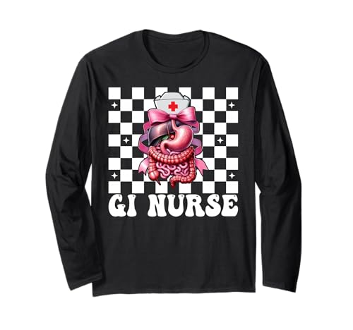 GI Krankenschwester Gastroenterologie Krankenschwester Endoskopie Krankenschwester Mädchen Mama Langarmshirt von Pink GI Nurse Endoscopy Colonoscopy Coquette Gifts