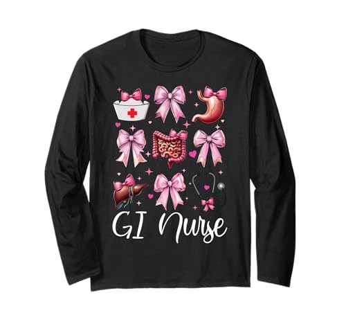GI Krankenschwester Gastroenterologie Krankenschwester Endoskopie Krankenschwester Mädchen Mama Langarmshirt von Pink GI Nurse Endoscopy Colonoscopy Coquette Gifts